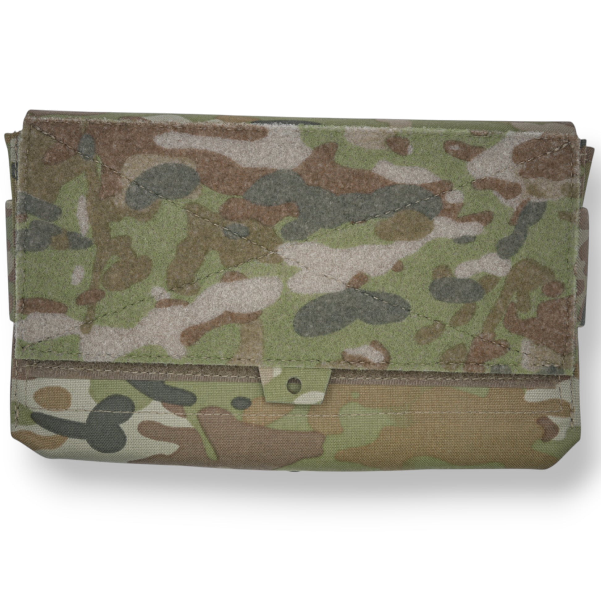 Camouflage-patterned pouch on a white background